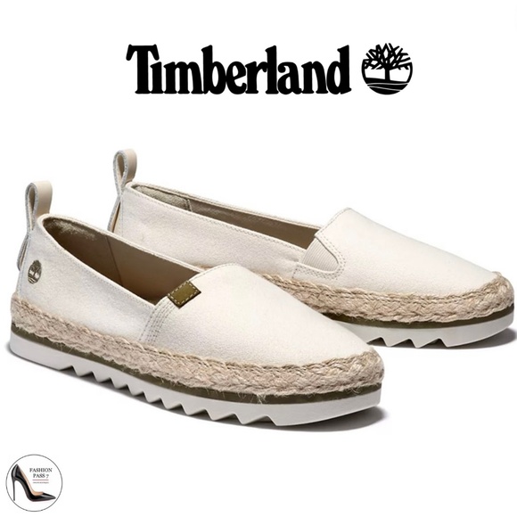 Timberland Barcelona Bay Espadrille Shoes Natural Canvas Slip On Sneakers 8.5 - Picture 1 of 16